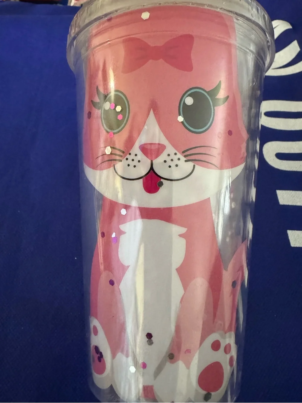 😻You had me at MEOW Cute Cat with ears cover and straw set plastic tumbler -NWT
